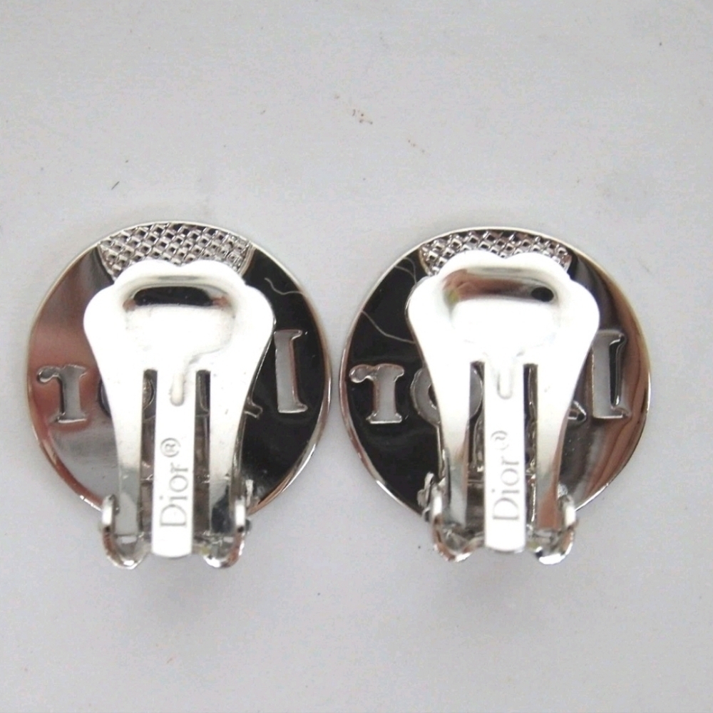 Dior Silver Logo Clip On Earrings - Picture 3 of 8
